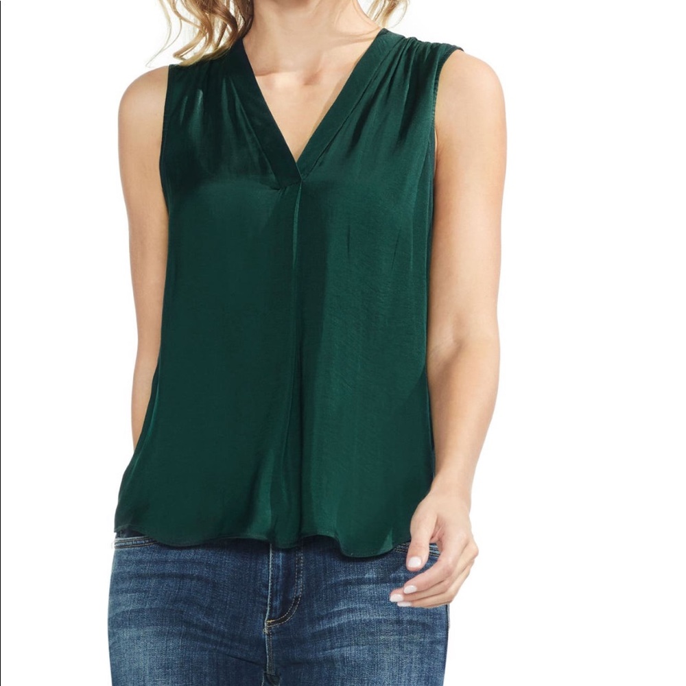 Forest green rumpled satin blouse